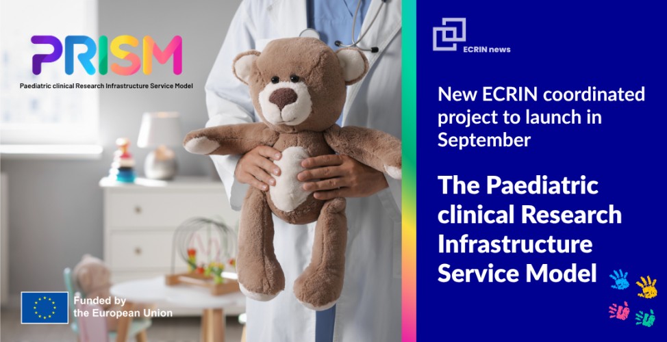PRISM launch banner: a doctor holding a teddy bear, with the PRISM logo and Funded by the European Union emblem